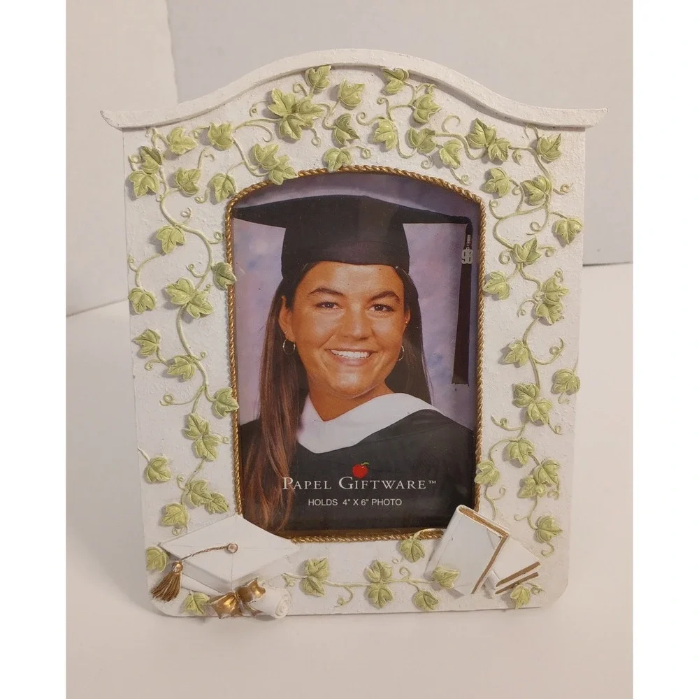 Papel Giftware Graduation Resin Picture Frame Vines Cap Diploma Shabby Chic